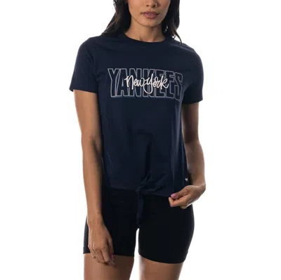 The Wild Collective Navy New York Yankees Twist Front T-shirt