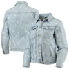The Wild Collective New York Yankees Allover Print Button-up Denim Jacket In Blue
