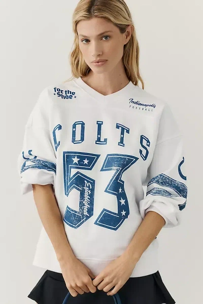 The Wild Collective Nfl 100% Cotton V-neck Pullover In White