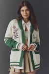The Wild Collective Nfl Cardigan Sweater In Green