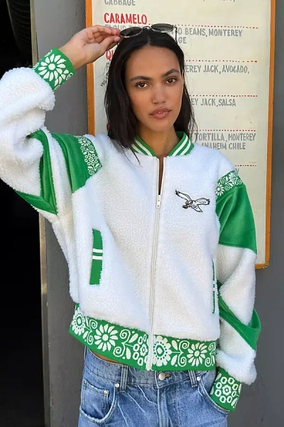 The Wild Collective Nfl Sherpa Fleece Jacket In Green