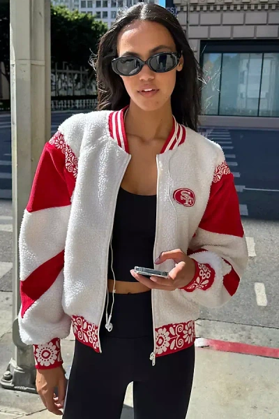The Wild Collective Nfl Sherpa Fleece Jacket In Red