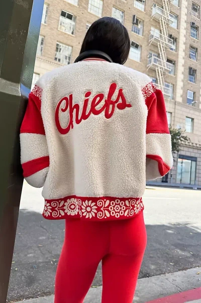 The Wild Collective Nfl Sherpa Fleece Jacket In Red
