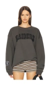 The Wild Collective Raiders Oversized Crew Pullover & Crystal Rock In Gray