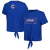 THE WILD COLLECTIVE THE WILD COLLECTIVE ROYAL CHICAGO CUBS TWIST FRONT T-SHIRT