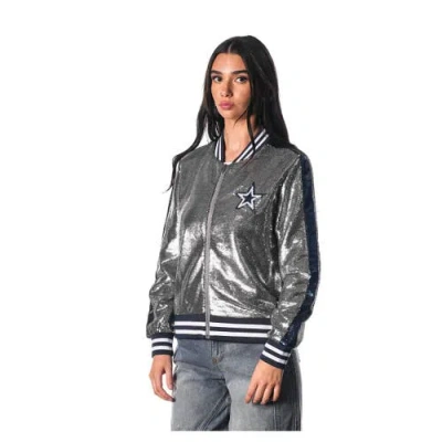 The Wild Collective Silver Dallas Cowboys Sequin Full-zip Bomber Jacket