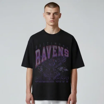 The Wild Collective Unisex   Black Baltimore Ravens Charm City Football T-shirt