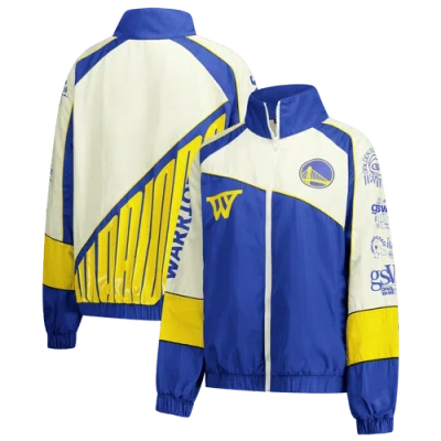 The Wild Collective Unisex  Cream Golden State Warriors Oversized Raglan Full-zip Track Jacket In Multi