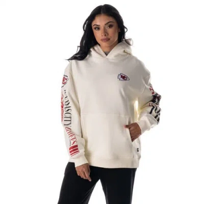 The Wild Collective Unisex   Cream Kansas City Chiefs Stacked Graphic Sleeve Fleece Hoodie In White