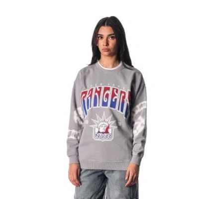 The Wild Collective Unisex   Gray New York Rangers Tie-dye Double Collar Pullover Sweatshirt