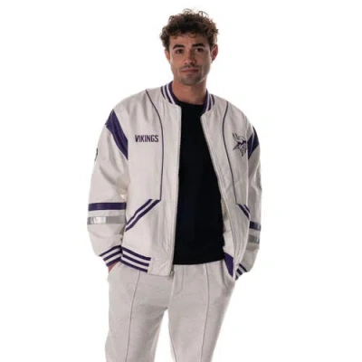 The Wild Collective Unisex   White Minnesota Vikings Oversized Retro Full-zip Jacket In Neutral