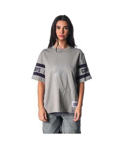 The Wild Collective Women's Black Dallas Cowboys Drop Shoulder T-shirt In Gray