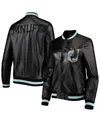 The Wild Collective Women's Black Minnesota United Fc Full-snap Bomber Jacket In Black