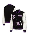 The Wild Collective Women's Black Minnesota Vikings Varsity Full-snap Sparkle Jacket In Black