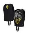 The Wild Collective Women's Black San Diego Padres Twisted Tie Front Tank Top In Black