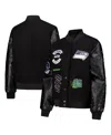 The Wild Collective Black Seattle Seahawks Varsity Full-snap Sparkle Jacket In Black
