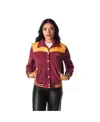 The Wild Collective Women's Burgundy Washington Commanders Suede Full-snap Bomber Jacket In Burgundy