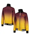 The Wild Collective Women's Burgundy/gold Washington Commanders Color Block Full-zip Puffer Jacket In Burgundy,gold