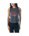 The Wild Collective Women's Charcoal Philadelphia Phillies Side Knot Tank Top In Charcoal