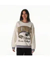 The Wild Collective Women's Cream Baltimore Ravens Oversized Vintage French Terry Sweatshirt In White