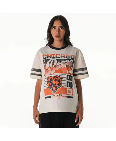 The Wild Collective Women's Cream Chicago Bears Vintage Drop Shoulder Oversized Boyfriend T-shirt In Multi