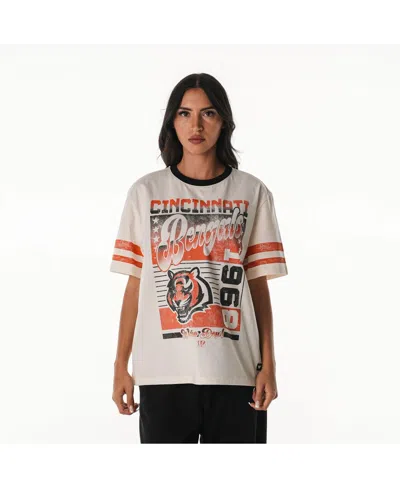 The Wild Collective Women's Cream Cincinnati Bengals Vintage Drop Shoulder Oversized Boyfriend T-shirt In Animal Print