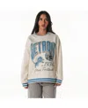 The Wild Collective Women's Cream Detroit Lions Oversized Vintage French Terry Sweatshirt In Multi