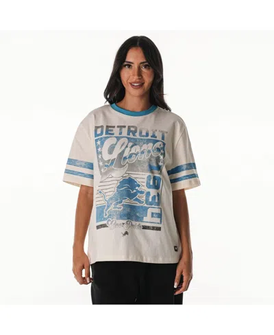 The Wild Collective Cream Detroit Lions Vintage Drop Shoulder Oversized Boyfriend T-shirt In Multi