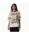 The Wild Collective Cream Green Bay Packers Vintage Drop Shoulder Oversized Boyfriend T-shirt In Multi