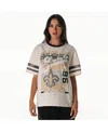 The Wild Collective Women's Cream New Orleans Saints Vintage Drop Shoulder Oversized Boyfriend T-shirt In Animal Print