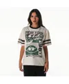 The Wild Collective Women's Cream New York Jets Vintage Drop Shoulder Oversized Boyfriend T-shirt In White