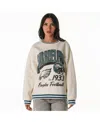 The Wild Collective Women's Cream Philadelphia Eagles Oversized Vintage French Terry Sweatshirt In Neutral