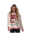 The Wild Collective Women's Cream San Francisco 49ers Oversized Vintage French Terry Sweatshirt In White