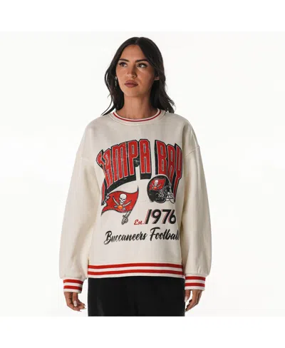 The Wild Collective Women's Cream Tampa Bay Buccaneers Oversized Vintage French Terry Sweatshirt In White
