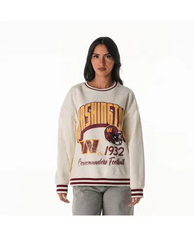 The Wild Collective Women's Cream Washington Commanders Oversized Vintage French Terry Sweatshirt In Neutral