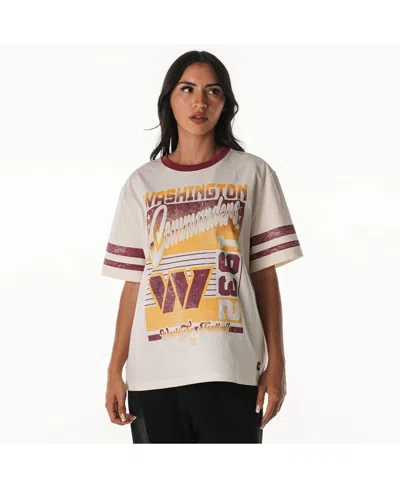 The Wild Collective Women's Cream Washington Commanders Vintage Drop Shoulder Oversized Boyfriend T-shirt In Gray