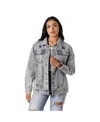 The Wild Collective Women's Dallas Cowboys Rhinestone Denim Sequin Fringe Button-up Jacket In Denim