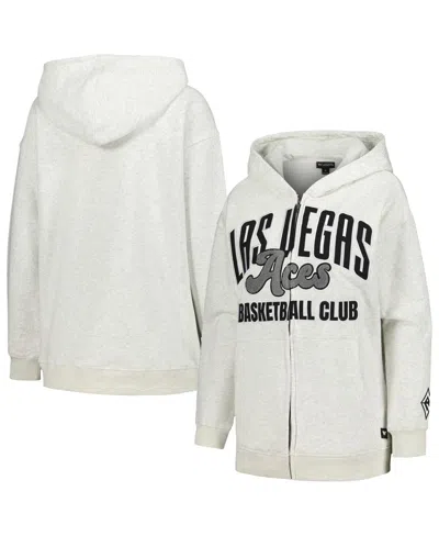 The Wild Collective Women's Heather Gray Las Vegas Aces Washed Full-zip Hoodie