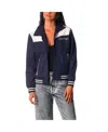 The Wild Collective Women's Navy Dallas Cowboys Suede Full-snap Bomber Jacket In Navy