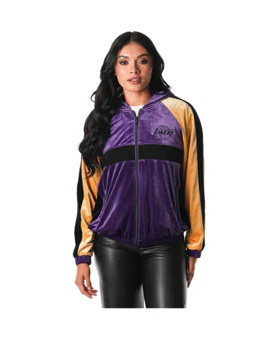 The Wild Collective Women's Purple Los Angeles Lakers Velour Full-zip Track Jacket Hoodie