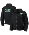 The Wild Collective Black Boston Celtics Patch Denim Button-up Jacket In Black
