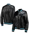 The Wild Collective Women's  Black Charlotte Fc Full-snap Bomber Jacket In Black