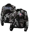 The Wild Collective Women's  Black Chicago Cubs Camo Sherpa Full-zip Bomber Jacket In Black