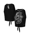 The Wild Collective Women's  Black Chicago White Sox Twisted Tie Front Tank Top In Black