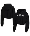The Wild Collective Women's  Black Las Vegas Raiders Cropped Pullover Hoodie In Black