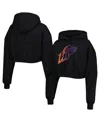 The Wild Collective Women's  Black Phoenix Mercury Washed Cropped Pullover Hoodie In Black