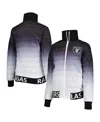 The Wild Collective Women's  Black, Silver Las Vegas Raiders Color Block Full-zip Puffer Jacket In Black,silver