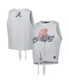 The Wild Collective Women's  Gray Atlanta Braves Twisted Tie Front Tank Top In Gray