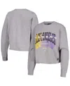 The Wild Collective Women's  Gray Distressed Los Angeles Lakers Band Cropped Long Sleeve T-shirt In Gray