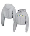 The Wild Collective Women's  Gray Los Angeles Chargers Cropped Pullover Hoodie In Gray